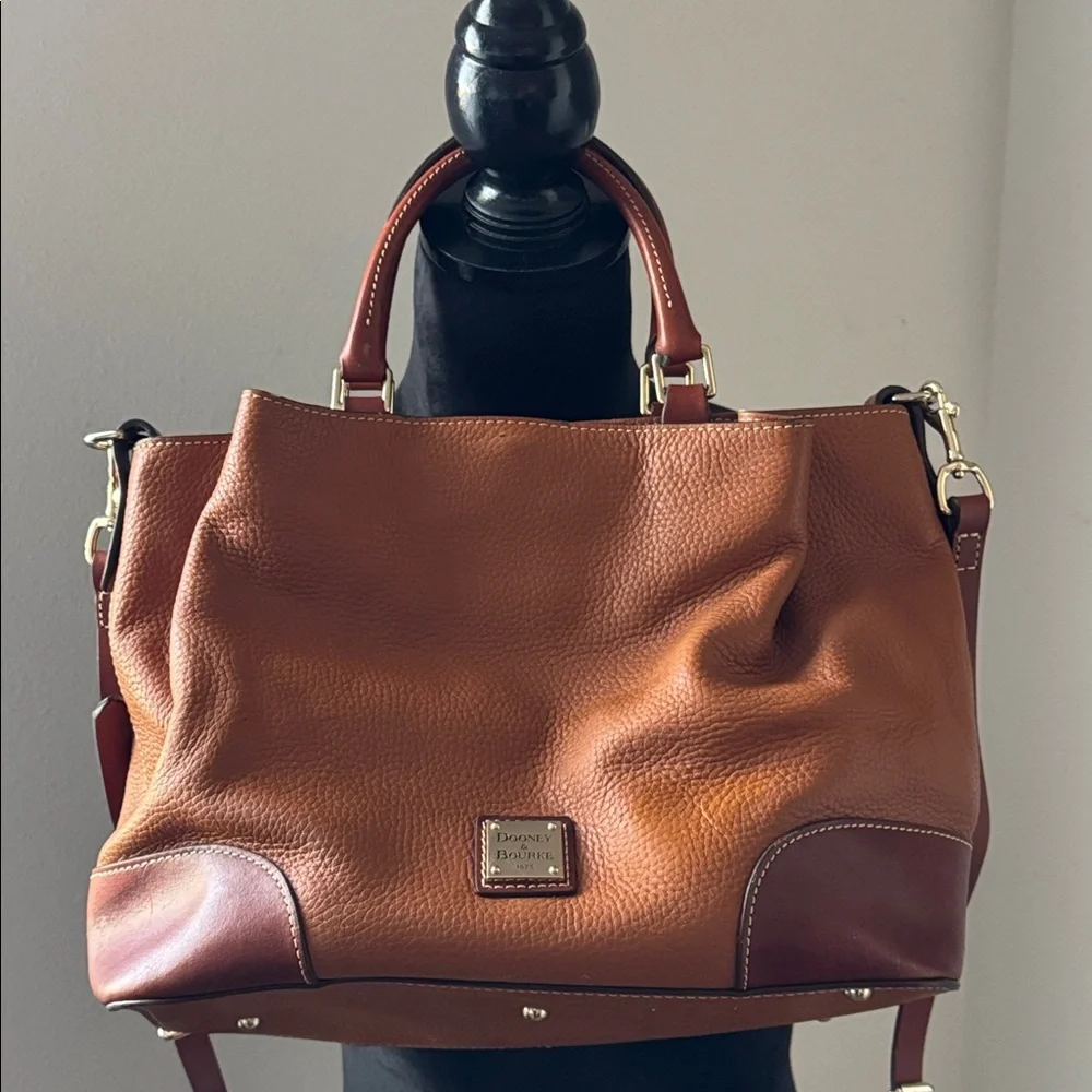Dooney & Bourke‎ pebble caramel leather Brenna Satchel medium Habdbag purse